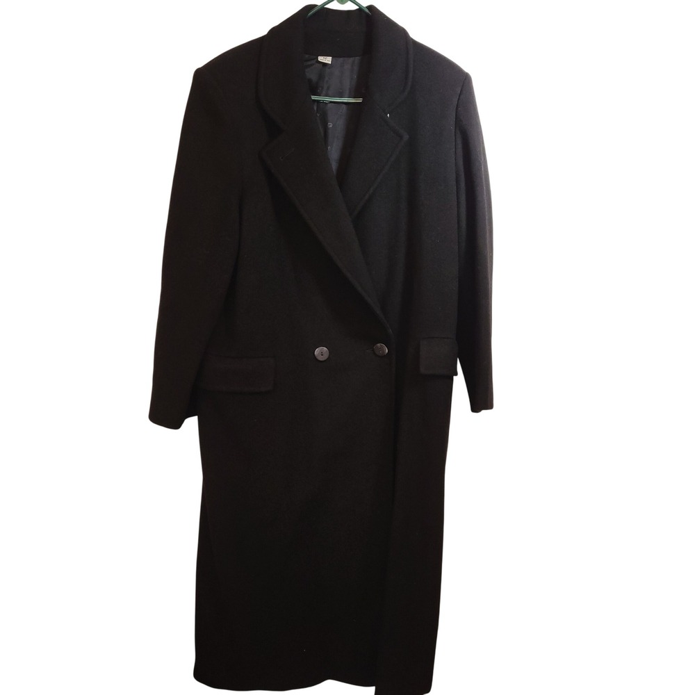 Good Work Clothes Black Double Breasted Wool Blend Trench Coat Women's‎ Size 12